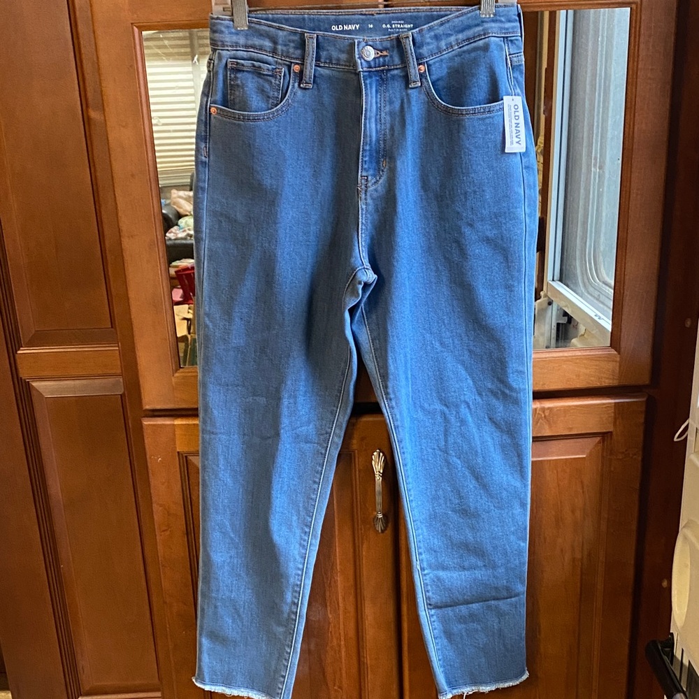 Old Navy Girl’s OG High Rise Straight Denim Blue Size 16 Jeans NWT
